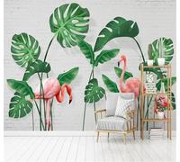 Tzxztt Fraîcheur Vert Fougère Mur De Briques Flamant Rose Papier Peint 3D Moderne Soie Texturée Haut De Gamme Idéal Pour Le Salon Et La Chambre à Coucher-430cm×300cm