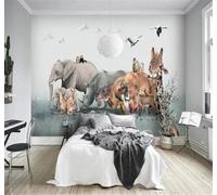 Tzxztt Minimaliste En Trois Dimensions Animaux Dessin À La Main Bande Dessinée Papier Peint 3D Moderne Soie Texturée Haut De Gamme Idéal Pour Le Salon Et La Chambre à Coucher-350cm×256cm