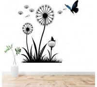 Tzxztt Minimaliste Noir Pissenlit Papillon Bleu Graines En Vol Papier Peint 3D Moderne Soie Texturée Haut De Gamme Idéal Pour Le Salon Et La Chambre à Coucher-350cm×256cm