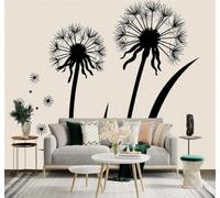 Tzxztt Noir Pissenlit Graines En Vol Minimaliste Végétal Papier Peint 3D Moderne Soie Texturée Haut De Gamme Idéal Pour Le Salon Et La Chambre à Coucher-350cm×256cm