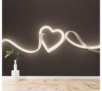 Tzxztt Rubans Guirlande Lumineuse En Forme De Cœurs Minimaliste Romantique Artistique Papier Peint 3D Moderne Soie Texturée Haut De Gamme Idéal Pour Le Salon Et La Chambre à Coucher-350cm×256cm