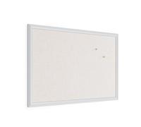 U Brands Farmhouse Linen Tableau d'affichage en lin avec cadre en bois blanc 76,2 x 50,8 cm avec punaises
