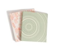 U Brands Lot de 2 classeurs écologiques, 2,5 cm d'épaisseur, Rose/vert sauge, Anneaux en métal argenté