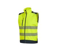 U-Power DANY, Gilet, Veste sans manches, en Tissu Softshell, Zip intégral, Résistant à l'eau, Tenue de travail confortable, avec Poche pour téléphone portable, avec Zip (YELLOW FLUO L)