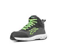 U POWER Don't Worry... BE Happy! Chaussures de sécurité de Travail, Homme, Noir/Vert Fluo, 43 EU