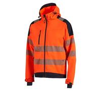 U-Power MIKY, Veste Softshell, Multi Poches, Tissu Stretch, Coupe Vent, Déperlant, Survêtement, Poignets Élastiqués, Bandes Réfléchissantes ORANGE FLUO_L)( )