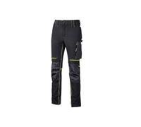 U-Power Pantalon de travail homme ATOM — déperlant, protection genoux, haute respirabilité, Noir