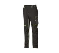 U-Power Pantalon de travail World – tissu stretch, coupe slim, déperlant, respirant – Noir