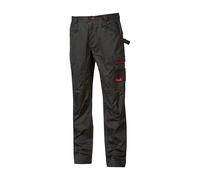 U-Power SMILE, Pantalon de travail pour homme, pantalon cargo à taille élastique, avec poches genouillères, multi-poches, tissu confortable, vêtement extérieur résistant et durable (Black Carbon 62)