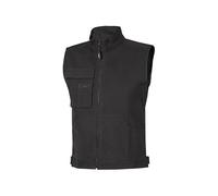 U-Power Wave, Gilet en coton, Veste de campagne décontractée pour homme avec fermeture éclair complète, grandes poches avant, col haut, vêtements de travail légers et confortables (Black Carbon L)