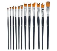 U.S. Art Supply Lot de 12 pinceaux professionnels Taklon synthétiques pour effets spéciaux, ruban, multi-lignes, angulaire pour créer de l'herbe, des cheveux, de la fourrure - aquarelle, acrylique