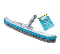 U.S. Pool Supply Brosse de Piscine Professionnelle en Acier Inoxydable de 45,7 cm avec poignée en Aluminium Robuste, Clips EZ - Poils métalliques durables, élimine Les Taches de Rouille sur Le béton,