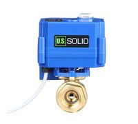 U.S. Solid 1/2" Vanne Motorisée Laiton avec Fonction Manuelle, Vanne a sphere 2 voies motorisée electrique, 9-24V AC/DC, 2 fils, retour automatique NC