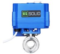 U.S. Solid Robinet à boisseau sphérique motorisé 1/2" - Acier inoxydable, avec fonction manuelle, port complet, 9-24 V AC/DC, 3 fils avec coupure positive