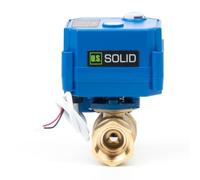 U.S. Solid Robinet à boisseau sphérique motorisé avec fonction manuelle - 3/4" en laiton, passage complet, 85-265V AC, retour automatique à 2 fils, normalement fermé (NC)