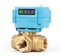 U.S. Solid Vanne 3 voies motorisée laiton - 1/2", 9-24 V AC/DC, type T, électrique de zone avec fonction manuelle, robinet d'arrêt d'eau, port standard