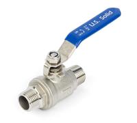 U.S. Solid Vanne à bille 1/2" DN15 - Acier inox 304, 2 voies, mâle x mâle, port complet