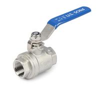 U.S. Solid Vanne à bille 1/2" DN15 - Acier inox 316, 2 voies, femelle femelle, port complet