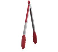 U-Taste 30 cm 250℃ Pince de cuisine en silicone résistant à la chaleur avec embouts en caoutchouc antiadhésif hermétiquement scellés et poignée en acier revêtue de silicone pour servir (Rouge)