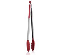 U-Taste 41 cm 250℃ Pince de cuisine en silicone résistant à la chaleur avec embouts en caoutchouc antiadhésif hermétiquement scellés et poignée en acier revêtue de silicone pour servir (Rouge)