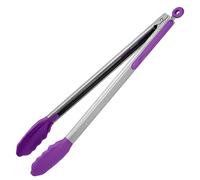 U-Taste 41 cm 315 ℃ Pince de cuisine en silicone résistant à la chaleur avec embouts en caoutchouc antiadhésif hermétiquement scellés et poignée en acier revêtue de silicone pour servir (Noir)