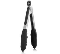 U-Taste Pince de Cuisine Silicone, Résistant à 315℃, 18 cm, Noir | avec embouts en caoutchouc antiadhésif hermétiquement scellés et poignée en acier revêtue de silicone pour servir