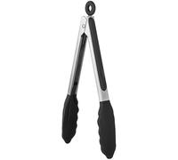 U-Taste Pince de Cuisine Silicone, Résistant à 315℃, 23 cm, Noir | avec embouts en caoutchouc antiadhésif hermétiquement scellés et poignée en acier revêtue de silicone pour servir