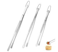 U-Taste Set de 3 Pinces de Cuisine - Acier Inoxydable 18/8 Alimentaire, Soudure Sans Joint - Pour Cuisson, Pâtisserie, Service, Friture, Décoration, Dressage et Barbecue (Embout Rond, Argenté)
