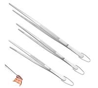 U-Taste Set de 3 Pinces de Cuisine - Acier Inoxydable 18/8 Alimentaire, Soudure Sans Joint - Pour Cuisson, Pâtisserie, Service, Friture, Décoration, Dressage et Barbecue (Embout Pointu, Argenté)