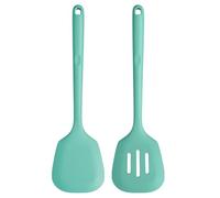 U-Taste Spatule en silicone extra longue: spatule de cuisine solide et fendue résistante à la chaleur de 315 ℃, flipper de cuisson pour frire des crêpes de poisson (Aqua Sky, 2 pièces)