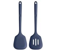 U-Taste Spatule en silicone extra longue: spatule de cuisine solide et fendue résistante à la chaleur de 315 ℃, flipper de cuisson pour frire des crêpes de poisson (Bleu Nuit, 2 pièces)