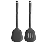 U-Taste Spatule en silicone extra longue: spatule de cuisine solide et fendue résistante à la chaleur de 315 ℃, flipper de cuisson pour frire des crêpes de poisson (Noir, 2 pièces)