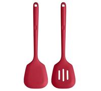 U-Taste Spatule en silicone Lot de 2, Résistant à 315℃, Rouge | 34,5 cm, extra longue ustensile de cuisine en caoutchouc antiadhésif sans couture pour friture, crêpes