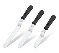 U-Taste Spatule Patisserie Lot de 3 Set, Acier Inoxydable 18/0, Noir | Lame de 15 cm/20 cm/25 cm, Glaçage Gâteaux Spatule Décalée avec Poignée en Plastique PP
