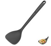 U-Taste Spátule silicone extra-longue pour wok : résistante à 315℃, anti-adhésif, large tête, bords incurvés. Ustensile solide sans couture, idéal pour sauter, retourner, griller (Noir)