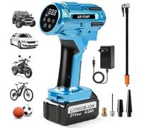 Uadme Gonfleur Pneus Voiture Electrique Sans Fil 150PSI, 4,0Ah Batterie 21V | Compresseur d‘Air Portatif, Inflation Rapide, avec Ecran LCD, Arrêt Auto, Lampe LED pour Voiture/Moto/Vélo/Ballon