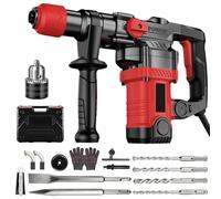 Uadme Marteau Perforateur SDS-Plus 6J 1300W 6 Vitesses | Marteau Piqueur 3 en 1 (Perçage/Perforation/Burinage) avec Poignée Anti-Vibration, Kit Complet avec Mallette