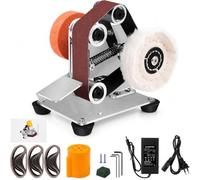 Uadme Mini Ponceuse a Bande Stationnaire, 4000-9000RPM, 7 Vitesses Réglable | avec 30 Bandes Abrasives, 3 en 1 Meuleuse d'Établi, Affuteur de Couteaux Électrique pour Travail du Bois, Métal, Artisanat