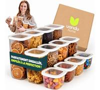 UANDU Boite de Rangement Cuisine Lot 12, Bocaux Hermetiques Alimentaires en Plastique Scellée avec Couvercle, plastique, sans BPA, boîtes céréales, pâtes, farine, sucre., Blanc