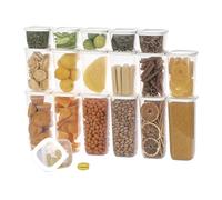 UANDU Boite de Rangement Cuisine Lot 18, Bocaux Hermetiques Alimentaires en Plastique Scellée avec Couvercle, plastique, sans BPA, boîtes céréales, pâtes, farine, sucre., Blanc