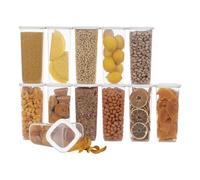 UANDU Boite de Rangement Cuisine Lot de 12, Bocaux Hermetiques Alimentaires en Plastique Scellée avec Couvercle, bocaux rangement cuisine en plastique, sans BPA, boîtes céréales, pâtes, farine, sucre.