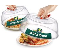 uandu Lot de 2 couvercles pour micro-ondes, diamètre : 27 cm, hauts, avec poignée, protection anti-éclaboussures pour aliments, sans BPA