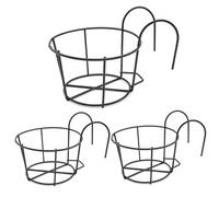 Uanqfegy Jardinière à Balustrade, Support de Pot de Fleur Suspendu Rond en métal, 3 pièces, Robuste et Peu encombrant pour Balcon, Jardin, intérieur