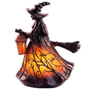 Uanqfegy Lampe de sorcière d'Halloween 2 pièces, lampe de sorcière en résine style vitrail |.Décoration d'Halloween alimentée par USB pour les chambres et les manteaux cheminée