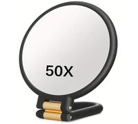 Uanqfegy Miroir grossissant 50X, Miroir de Maquillage Double Face avec poignée réglable à 360 °, Conception de Table Murale portative