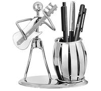 Uanqfegy Porte-stylo de guitariste en métal, support à crayons de musicien 4.72x5.5 pouces, tasse pour bureau, fourniture d'organisation sur le thème la musique