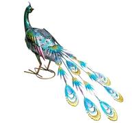 Uanqfegy Statue de Paon en métal sculpté et Vibrant, Paon Solaire réaliste 23 x 6, 1 x 15, 6 - Lampes solaires résistantes aux intempéries pour Jardin, Cour, Patio, extérieur