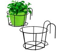 Uanqfegy Support de Panier Suspendu, Support Rond en métal 2 pièces-pour Pot de Fleur, Balcon, Porche, jardinières Balustrade