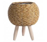 Uanqfegy Support pour Plantes en Osier, Support pour Plantes Boho de Style rotin avec Pieds en Bois, de Panier Marron Clair pour la décoration la Maison, du Bureau et du café