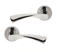UAP Truro Poignées de porte intérieure sur rosace ronde, chrome satiné, poignées à levier de levage et de verrouillage pour portes intérieures en bois, sans clé